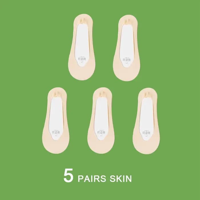 5 paires de chaussettes invisibles pour femmes, chaussettes d'été fines antidérapantes, coupe basse,