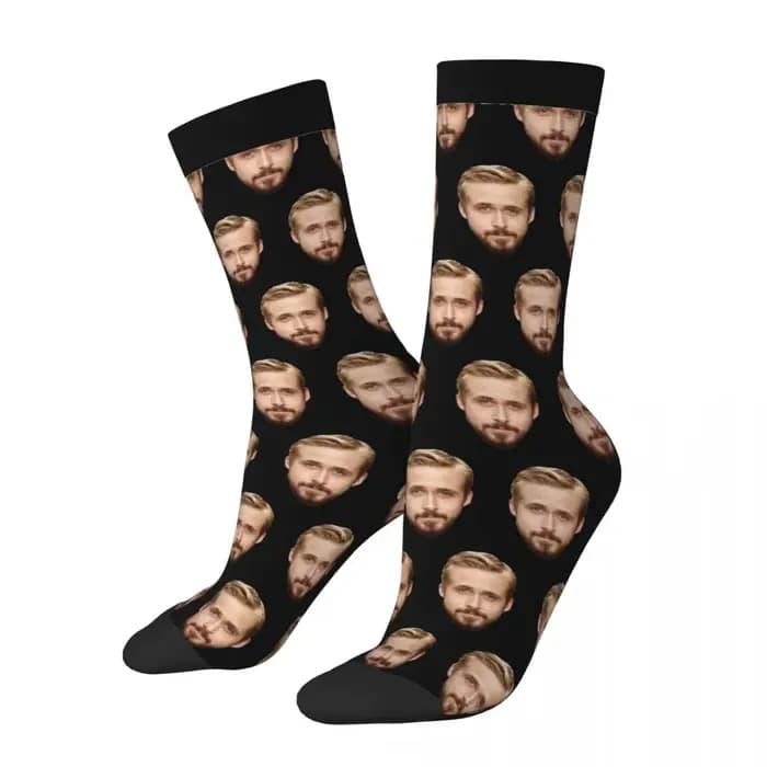 Chaussettes à lunettes sexy pour hommes et femmes, bas Harajuku, visage de Ryan Gosling, mode printe