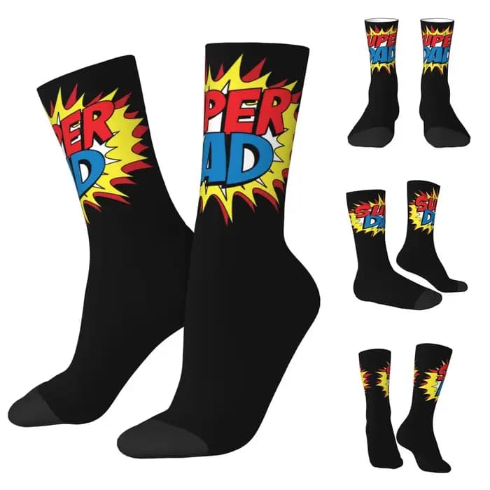 Chaussettes imprimées Super Dad pour hommes et femmes, coupe-vent, applicables tout au long de l'ann