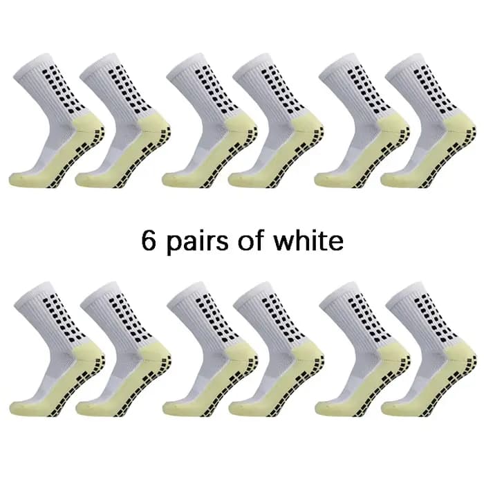 6 paires de chaussettes de sport classiques antidérapantes avec points adhésifs, chaussettes de foot