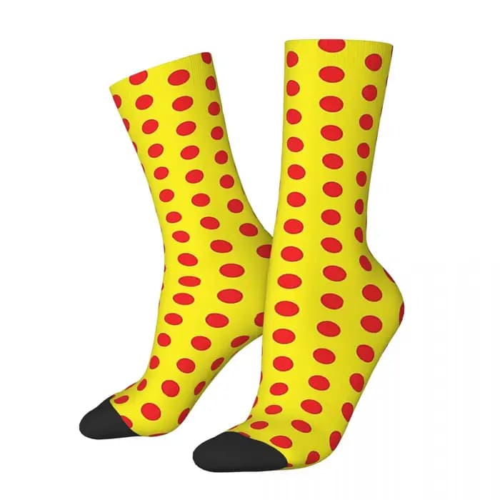 Chaussettes classiques à motif de pois rouge et jaune, bas Harajuku de haute qualité, chaussettes lo