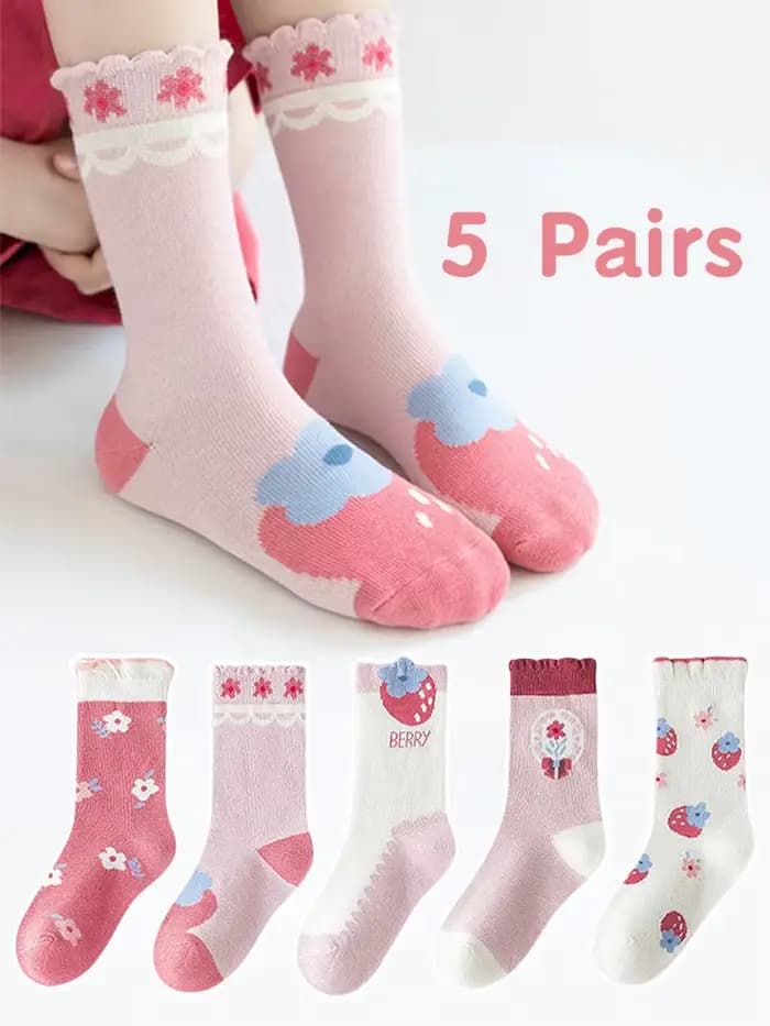 5 paires de chaussettes pour filles qui peuvent être portées au printemps et en été, chaussettes pou