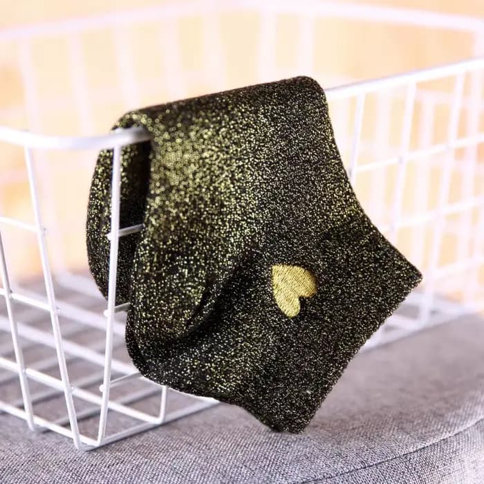 Chaussettes brodées en forme de cœur pour femmes, chaussettes brillantes, dorées, argentées, colorée