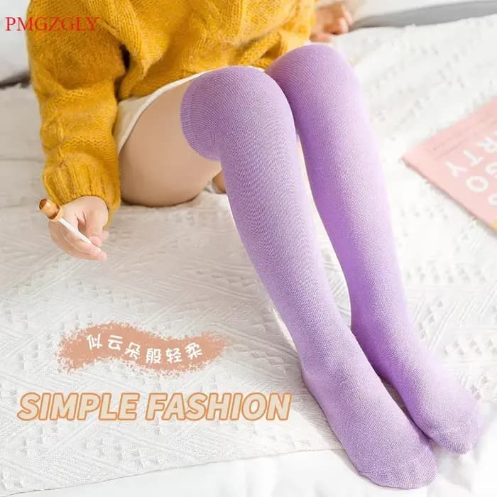 Chaussettes pour filles printemps automne couleur bonbon enfants sur le genou garçon enfants chausse