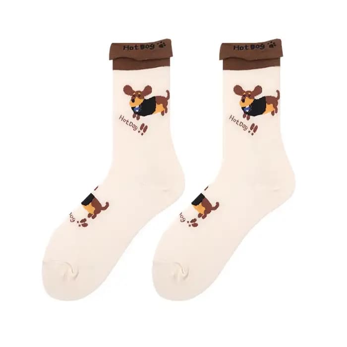 Dessin animé saucisse chien coton chaussettes mignon teckel tricot chaussettes automne hiver confort