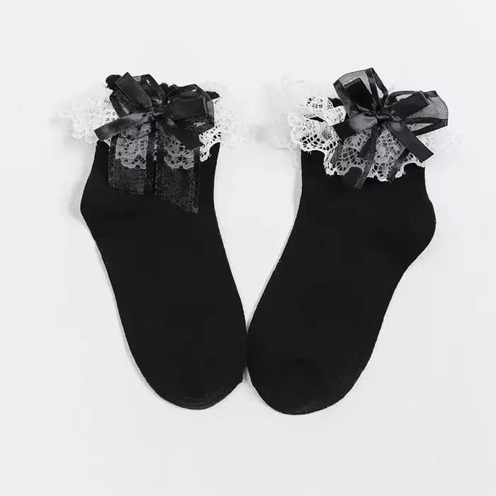 Lolita – chaussettes courtes en dentelle pour femmes, Harajuku, rétro, à volants, en coton, princess