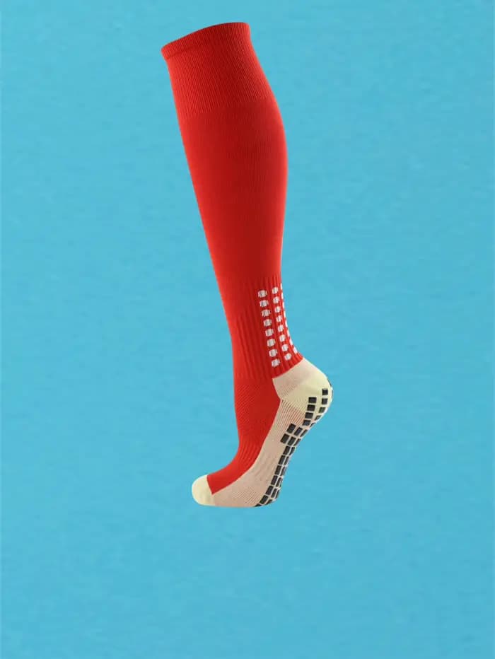 1 paire de chaussettes de football pour hommes avec poignée, chaussettes athlétiques antidérapantes