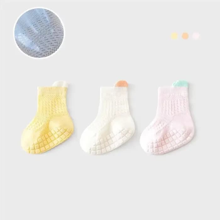 Lot de 3 paires de chaussettes en coton pour bébé fille, 6 couleurs, respirantes, fines, ajourées