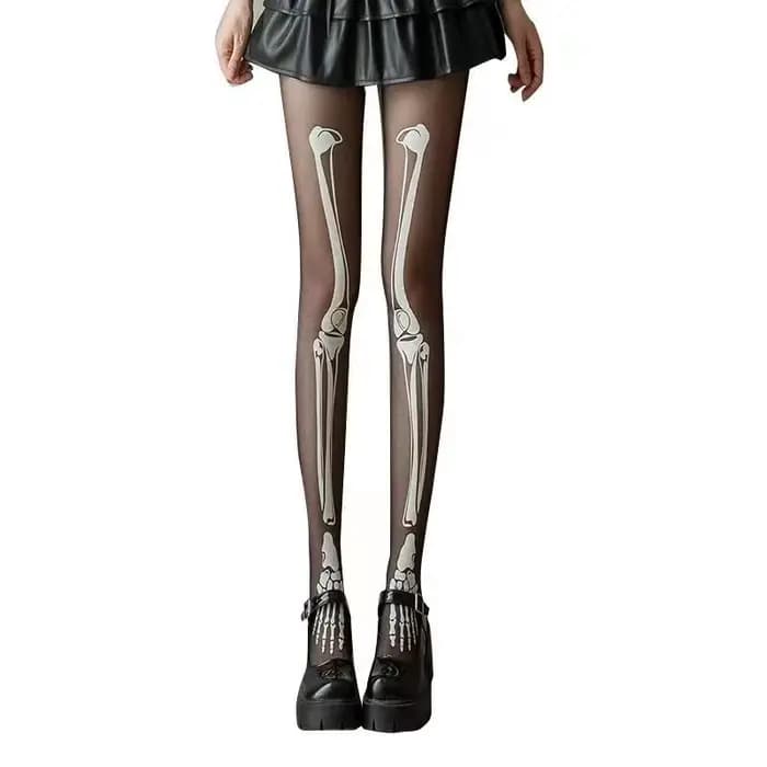 Collants d'horreur d'halloween, squelette d'os de pied, collants COS d'halloween, collants en soie a