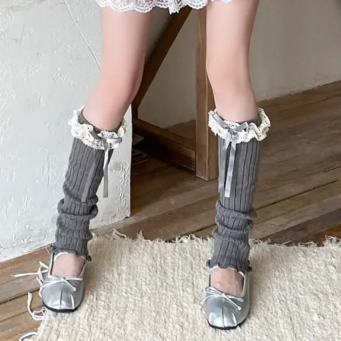 Chaussettes de bottes mollet femmes jambières cheville arc hiver chaud Stretch tricoté thermique dames épais laine manchette femme Lolita guêtre