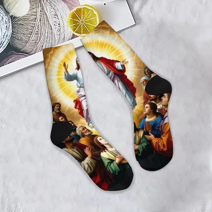 Mythe Jésus nouveauté chaussettes amusantes Harajuku style rétro confortable mode décontracté hommes