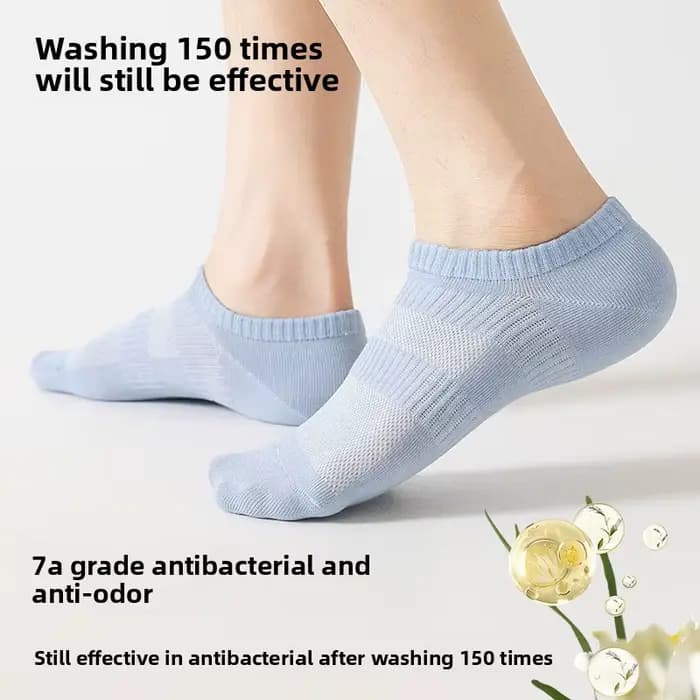 Chaussettes courtes antidérapantes pour hommes 100% coton antibactériennes