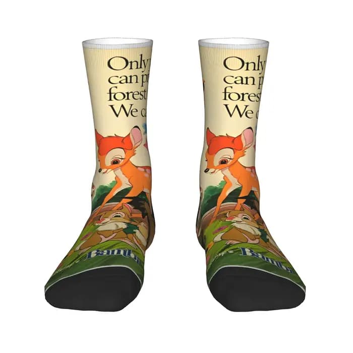 Adultes hommes chaussettes Bambi dessin animé bas anti-dérapant qualité chaussettes automne à la mode personnalisé Sports de plein air chaussettes