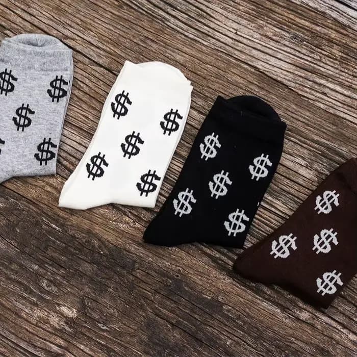 Chaussettes thermiques pour hommes, chaudes pour l'hiver, avec imprimé dollar amusant, chaussettes décontractées épaisses pour hommes, chaussettes de sport en coton noir et blanc, chaussettes pour hom