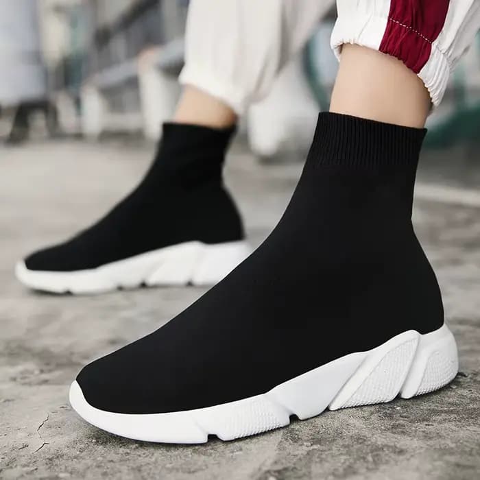 Chaussettes montantes baskets pour hommes femmes classique noir