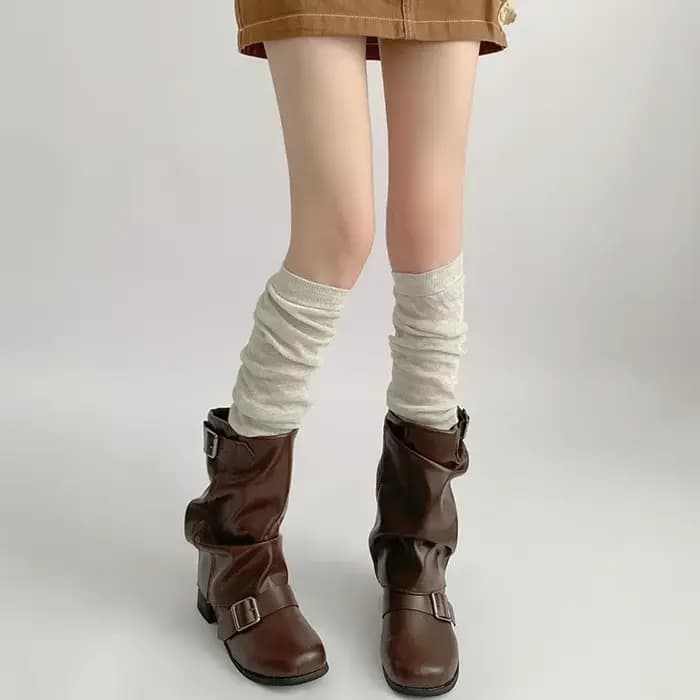 Chaussettes de pied pour salle d'enseignement de nuit, tuyau d'automne pour femmes, chauffe-jambes gris, chaussettes de Ballet à poils blancs, chaussettes de mollet