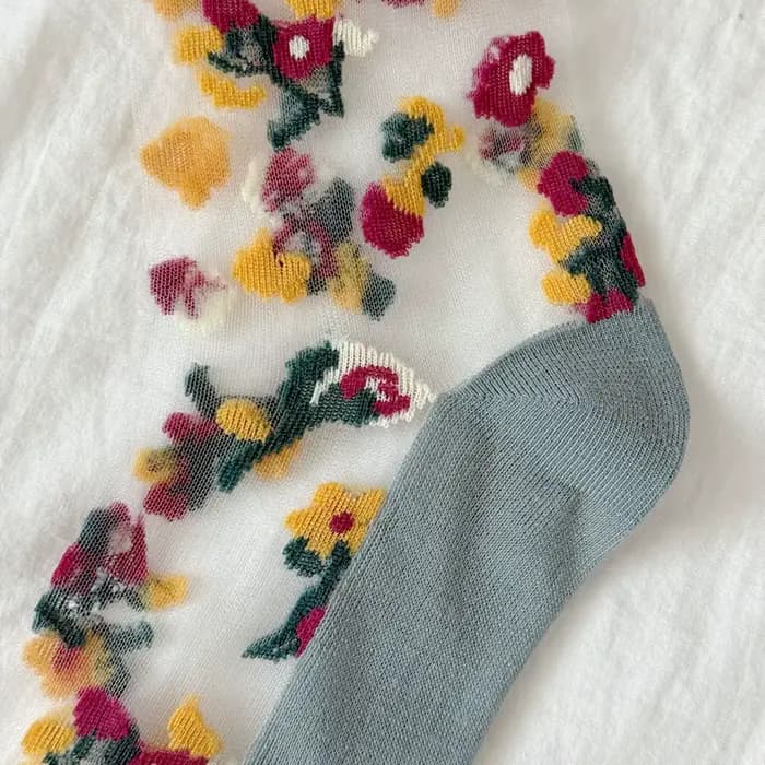 Fleur broderie motif mode chaussettes pour femmes été respirant à la mode chaussettes décontractées mignon mode Style coréen Transparent La