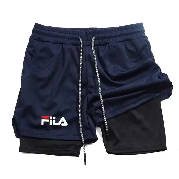 Shorts de sport multifonctionnels 2-en-1 double couche pour hommes