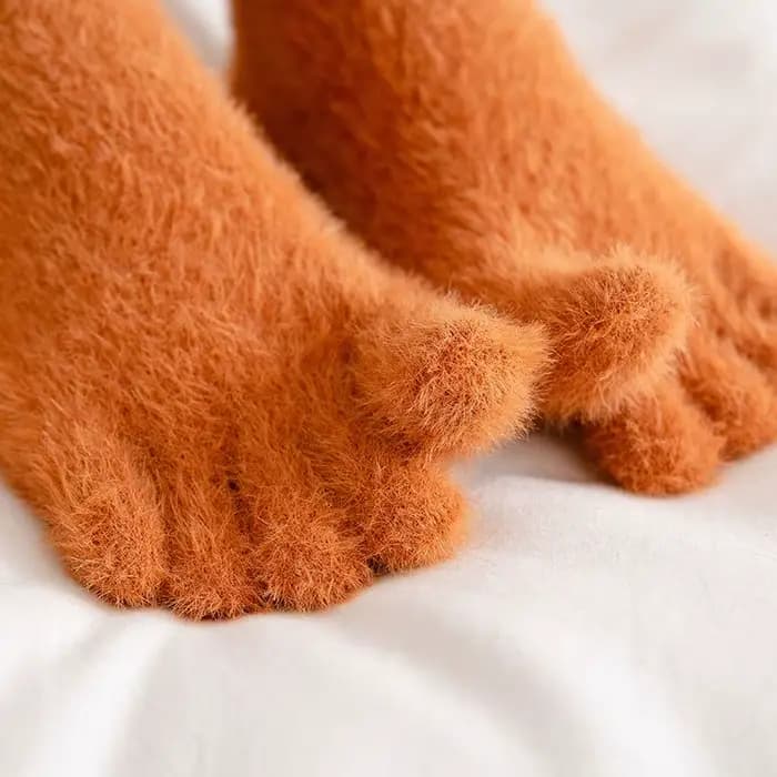 Chaussettes à cinq doigts en molleton de corail épais pour femmes et filles