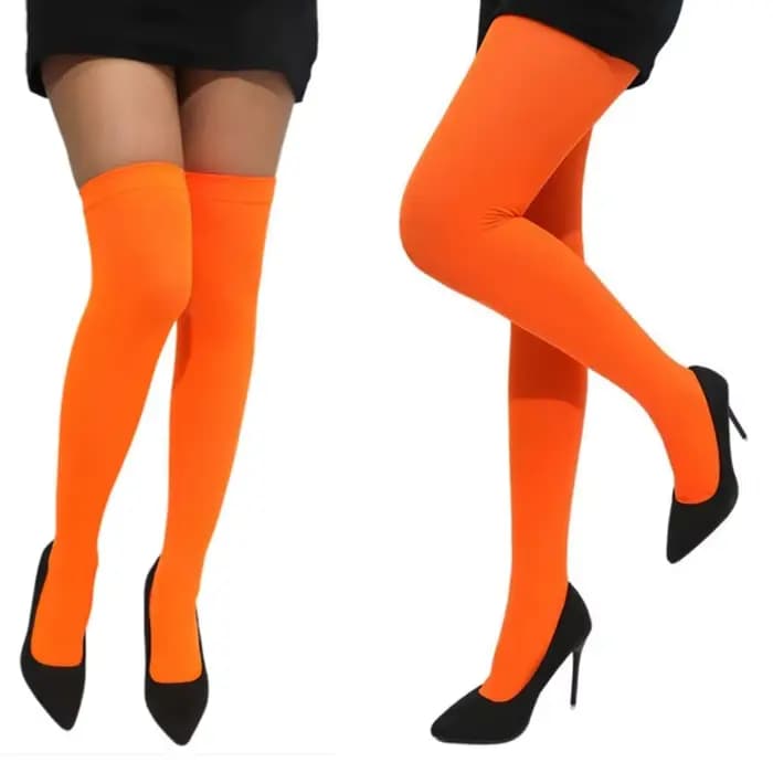 Couleur néon femmes longs bas Sexy soirée haute genou chaussettes Cosplay élasticité bas