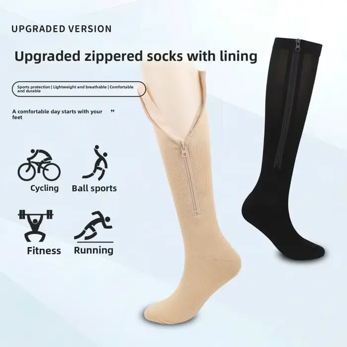 Chaussettes de sport longues à fermeture éclair