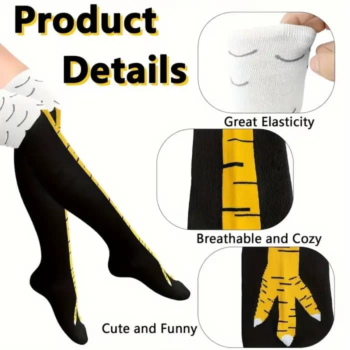 1/2 paires femmes genou chaussettes hautes à la mode dessin animé drôle poulet griffe chaussettes Fitness sport décontracté jambe mince Long Tube chaussettes femmes