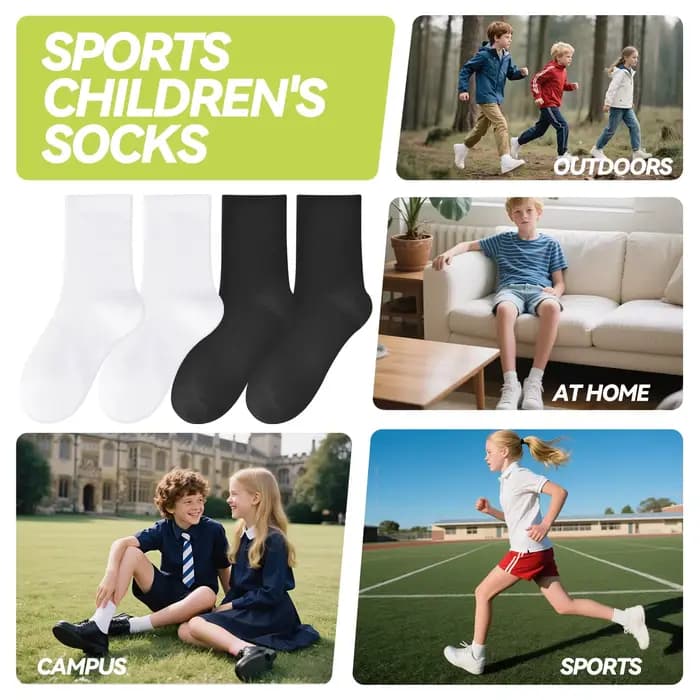 Chaussettes sans couture en pur coton pour enfants, style mi-mollet en maille fine pour l'été, idéales pour les étudiants à porter à l'école, pour le sport