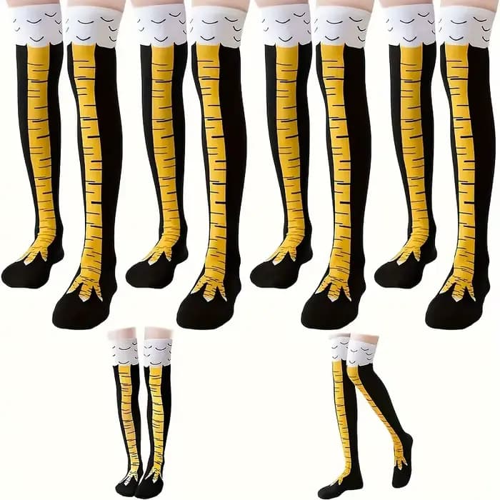 1/2 paires femmes genou chaussettes hautes à la mode dessin animé drôle poulet griffe chaussettes Fitness sport décontracté jambe mince Long Tube chaussettes femmes