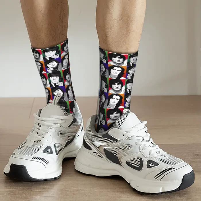 Chaussettes personnalisées The Beatle English Rock Band pour femmes et hommes, chaussettes chaudes imprimées en 3D, chaussettes de sport de football et de musique