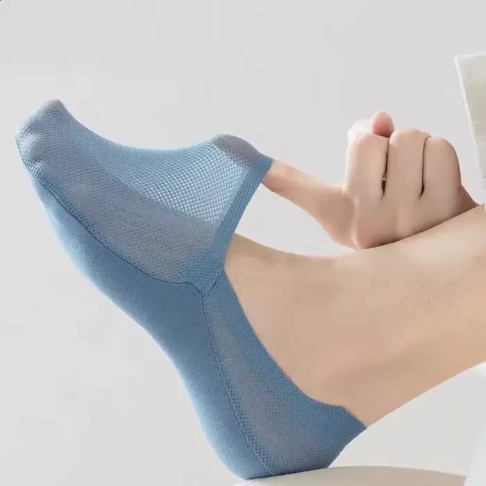 Invisible No Show Socks Men Male Ice Silk Sock Slippers Summer Hollow Out Mesh Thin Breathable Anti-slip Low Cut Boat