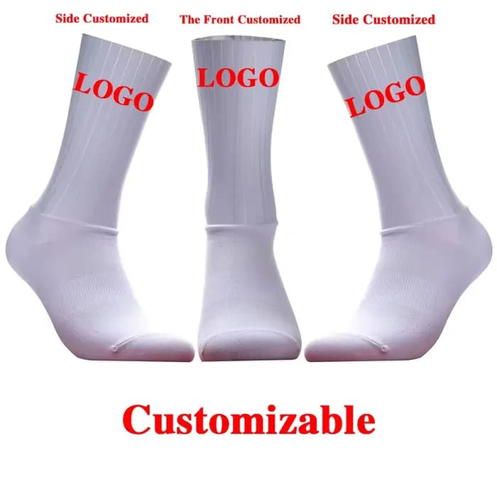 Chaussettes de cyclisme aérodynamiques personnalisables d'été anti-dérapantes en silicone pour hommes