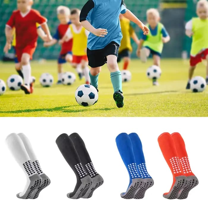 1/4 Paires de Chaussettes de Football pour Adolescents, Chaussettes Longues Antidérapantes et Respirantes pour Entraînement et Matchs en Extérieur, Chaussettes de Mollet pour Enfants