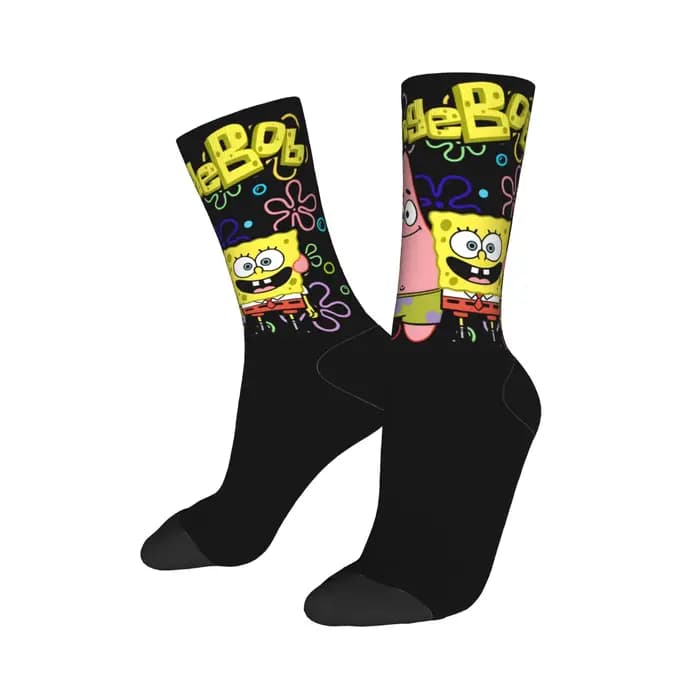 Chaussettes pour femmes et hommes, chaussettes Spongebob, chaussettes amusantes et confortables pour l'automne, chaussettes de sport antidérapantes