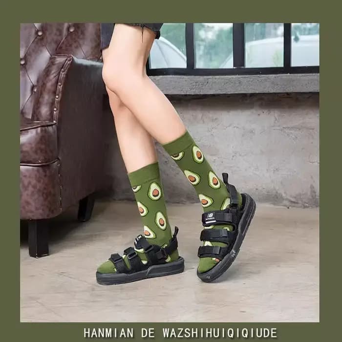 Femmes chaussettes drôle mignon dessin animé Fruits banane citron ananas avocat nourriture heureux japonais Harajuku