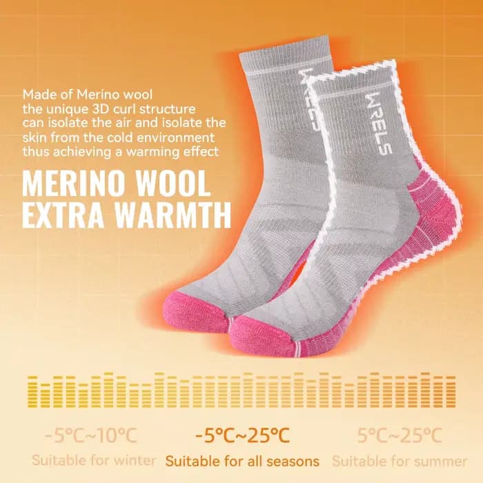 WRELS 1/2/3 paires chaussettes en laine mérinos thermique chaud hiver haute élastique épais