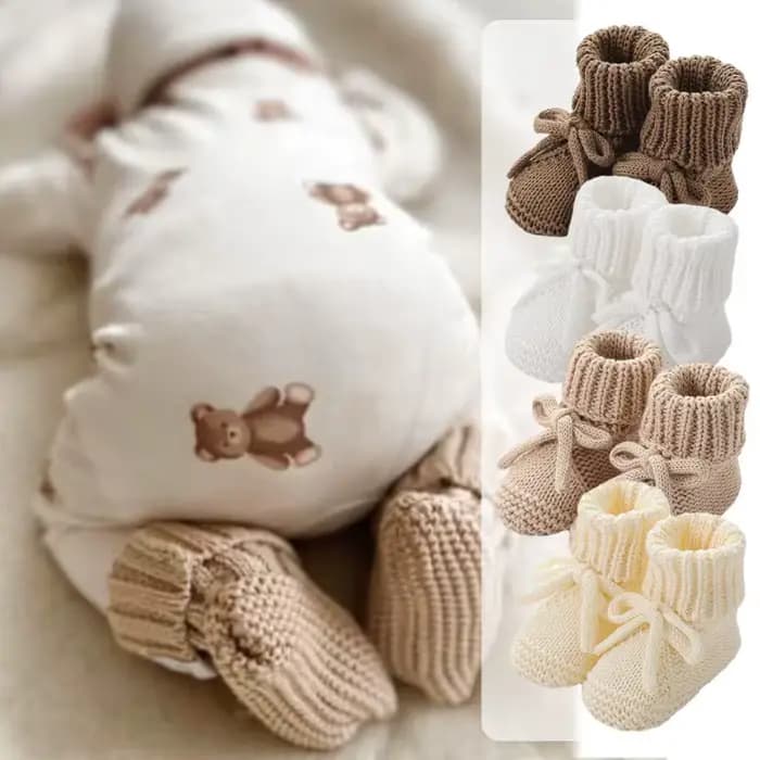 Adorables chaussures en tricot avec nœud pour bébé