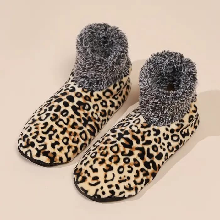 Chaussettes de sol imprimées léopard pour hommes et femmes