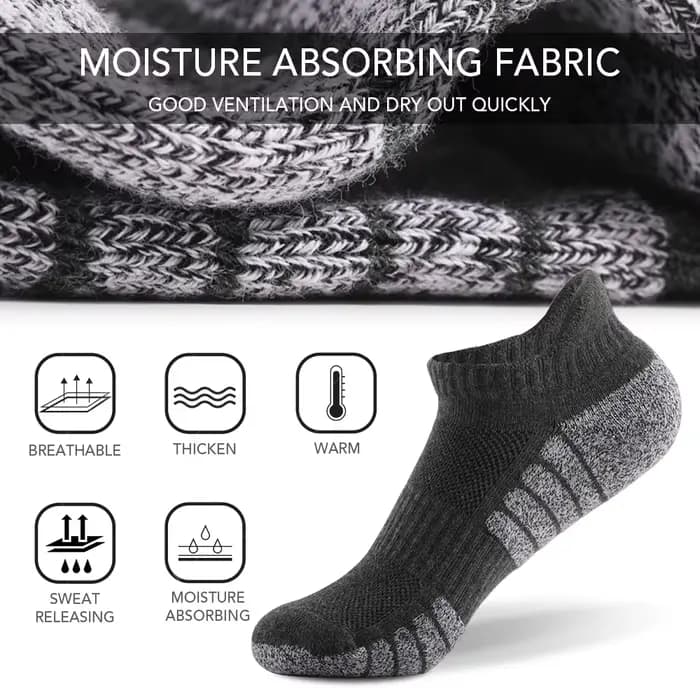 6 paires de chaussettes de sport à la cheville, chaussettes athlétiques basses, tricot épais, chaussettes d'automne et d'hiver, Fitness en plein air, respirantes, à séchage rapide
