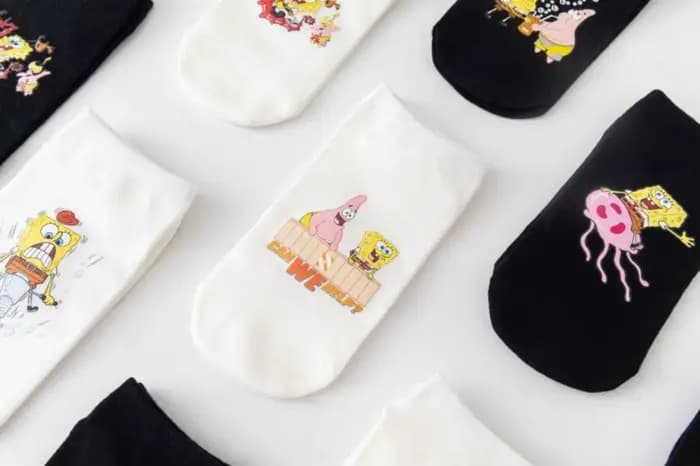 Chaussettes en coton à motif de dessin animé Bob l'éponge - Chaussettes courtes respirantes et anti-humidité pour le printemps et l'automne - Cadeau unisexe pour enfants