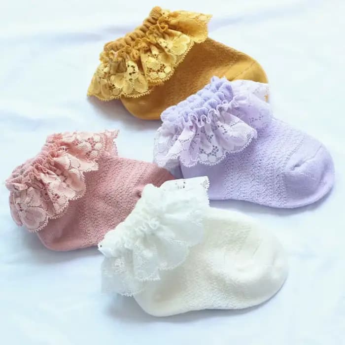 Chaussettes fines en dentelle à volants pour bébé fille et enfant