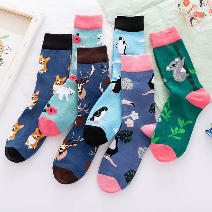 5 paires hommes robe à motifs chaussettes décontractées drôle fou amusant coloré nouveauté coton peigné mode Cew chaussettes