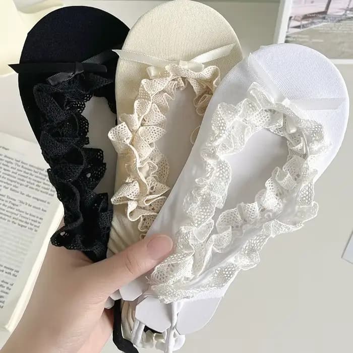 Chaussettes invisibles style ballet à nœud papillon et lacets