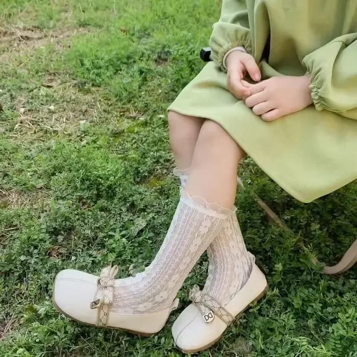 AdtosLovely-Bas en dentelle longueur genou pour filles, style royal, doux, princesse, chaussettes pour tout-petits, jolies fleurs, chaussette Lolita japonaise