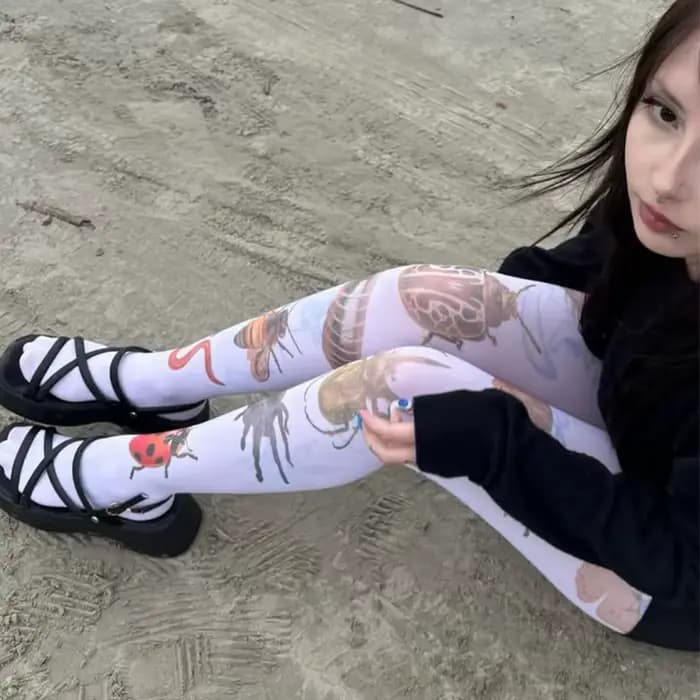Collants insectes imprimés de dessins animés pour femmes