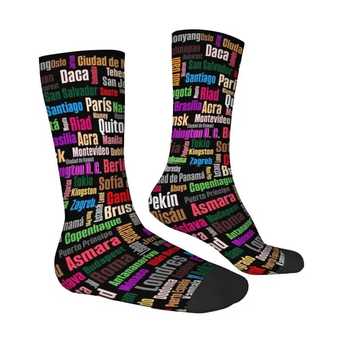 Chaussettes d'équipage avec noms de la ville du monde