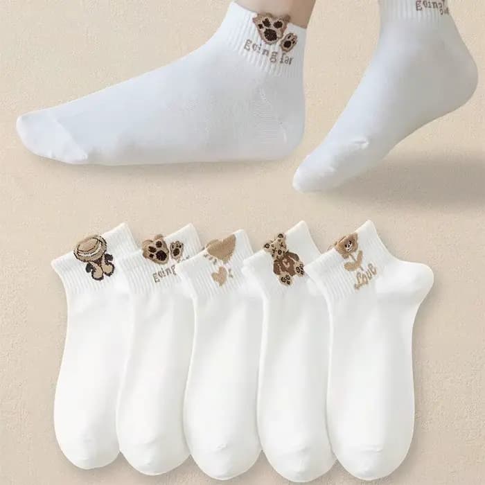 Chaussettes de rinçage à motifs d'ours en peluche de dessin animé pour femmes