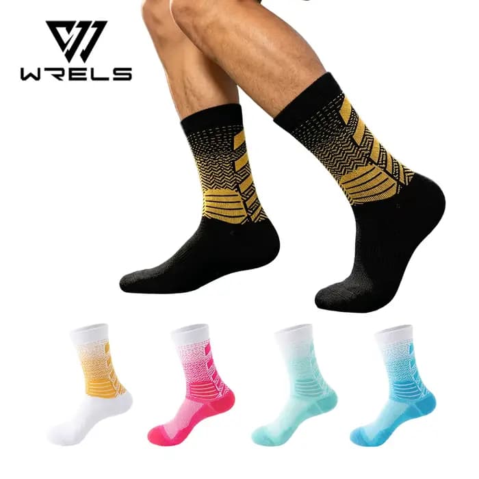 WRELS 1/2/3 paires de chaussettes de course à compression, anti-ampoules, respirantes, absorbant l'humidité, chaussettes de sport rembourrées