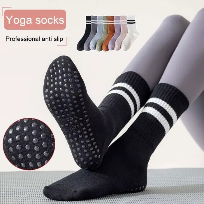 Chaussettes de sport en coton à tube moyen, 8 couleurs, en silicone non ald, pour le fitness d'intérieur, la gymnastique, la danse, le pilates, le yoga, l'astronomie professionnelle