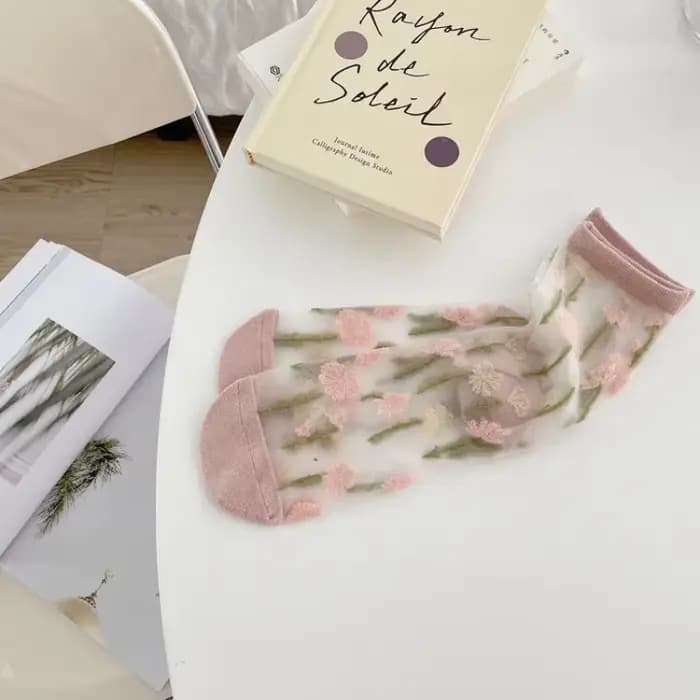 InjSocks-Chaussettes élastiques en cristal transparent pour femmes