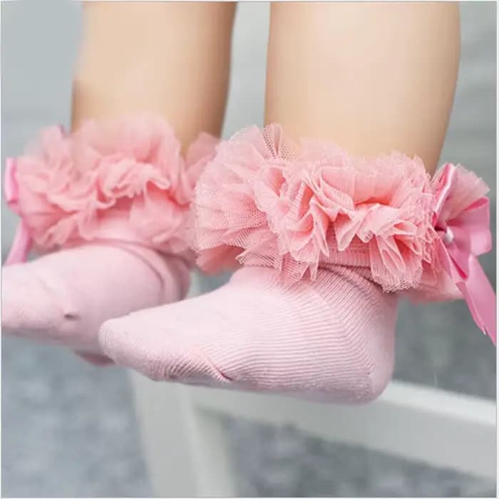 Chaussettes hautes à fleurs pour bébé, chaussettes courtes à la cheville, princesse, nœud papillon, dentelle, coton, pour bébés filles, enfants, garniture à volants, grands enfants